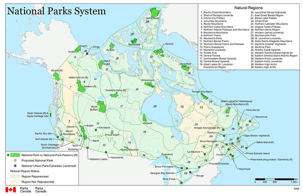 Map of Canada's National Park System