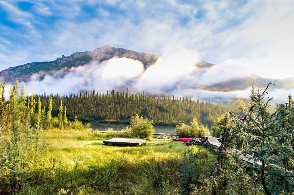 The Helipad at Virginia Fall campground in Nahanni National Park Reserve