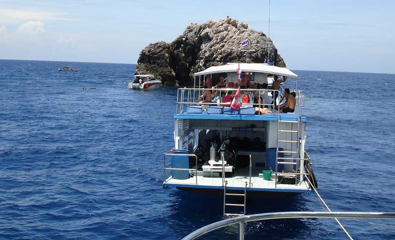 Sail Rock in the Gulf of Thailand, a popular diving site near Koh Phangan and Koh Tao.