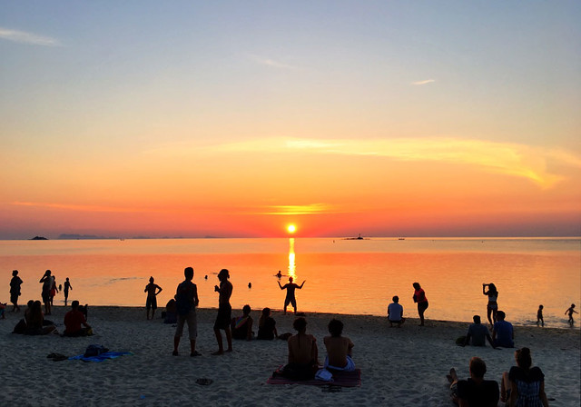 The sunset in Zen Beach in the village of Srithanu, which is popular with yogis, meditators and spiritual seekers.