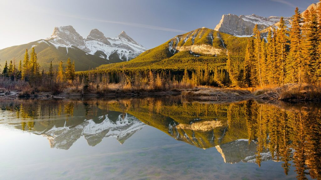  The Three Sisters from Policeman Creek in Canmore