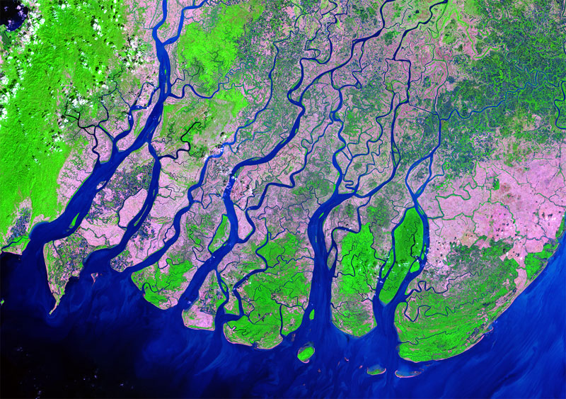Aerial footage from NASA of the Ayeyarwady River Delta (also referred to as Irrawaddy) in Myanmar 