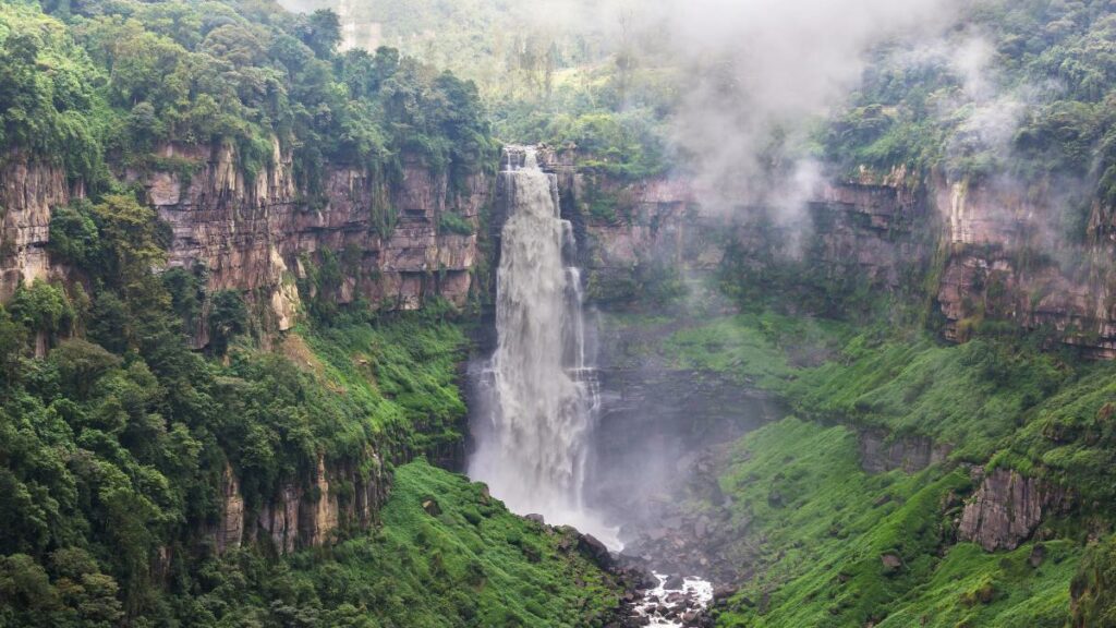 Cloud Forests And Waterfall In Colombia